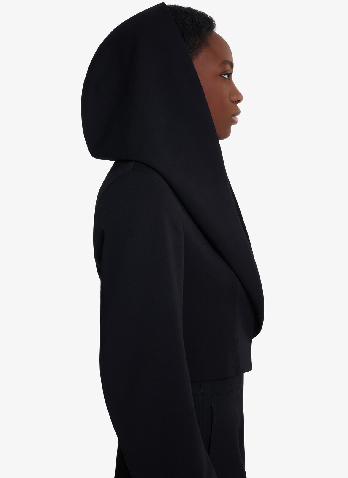 BI-STRETCH HOODED JACKET ALAÏA BLACK BI-STRETCH HOODED JACKET